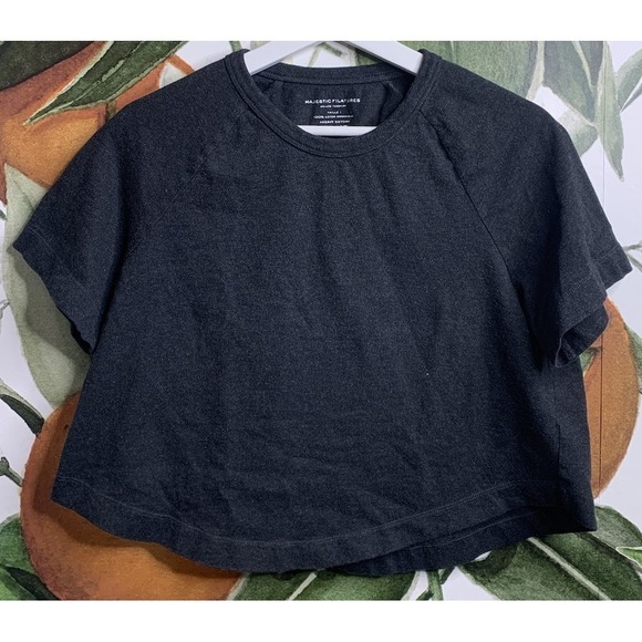 Majestic Tops - Majestic Filatures Size 1 US XS Gray Deluxe Cropped Tee Shirt Organic Cotton